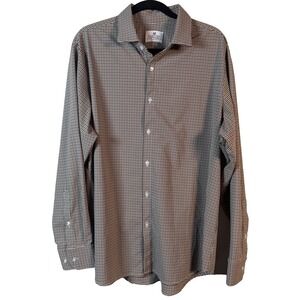 Mizzen+Main Dress Shirt Mens XL Standard Fit Gingham Check Stretch Performance
